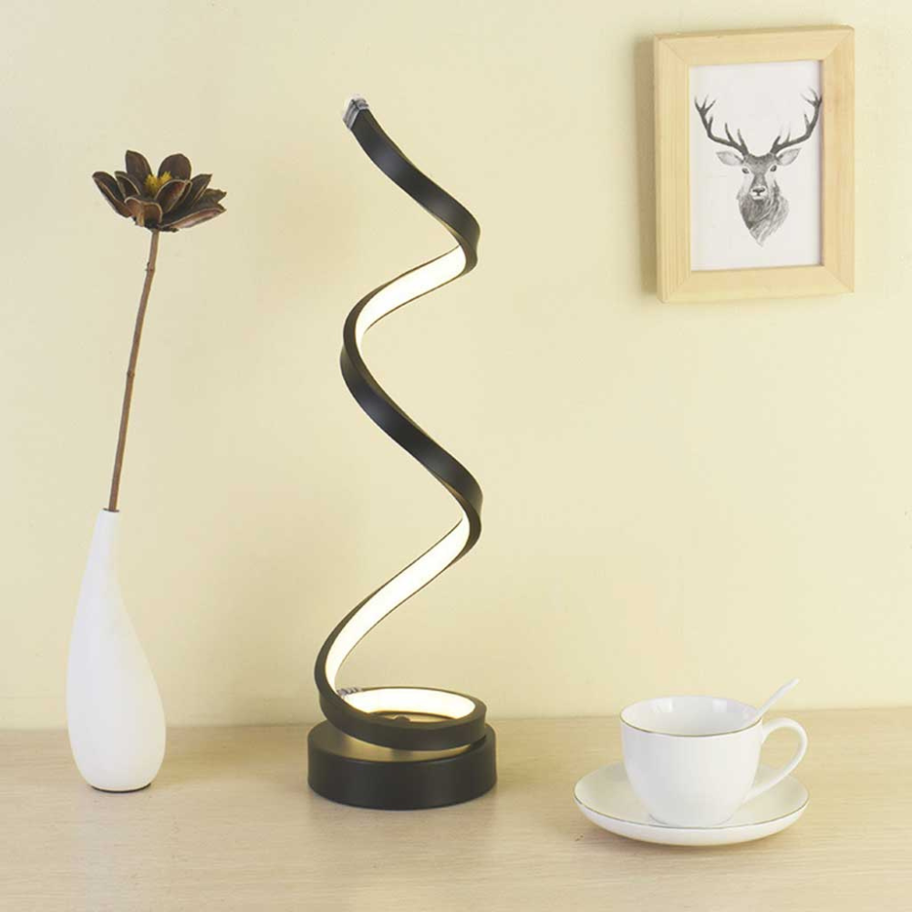 USB Rechargeable Modern Spiral LED Table Lamp - Dimmable Mood Lighting