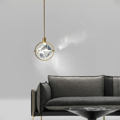 Faceted Crystal Prism Pendant Light - Modern Art Deco Orbital Hanging Lamp