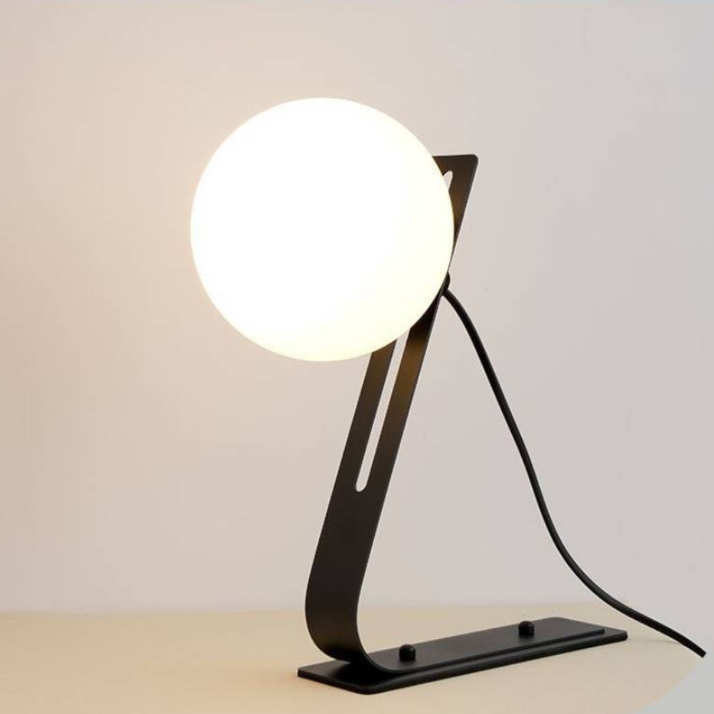 Table Lamp with Adjustable Glass Globe - Modern Mid Century Gold
