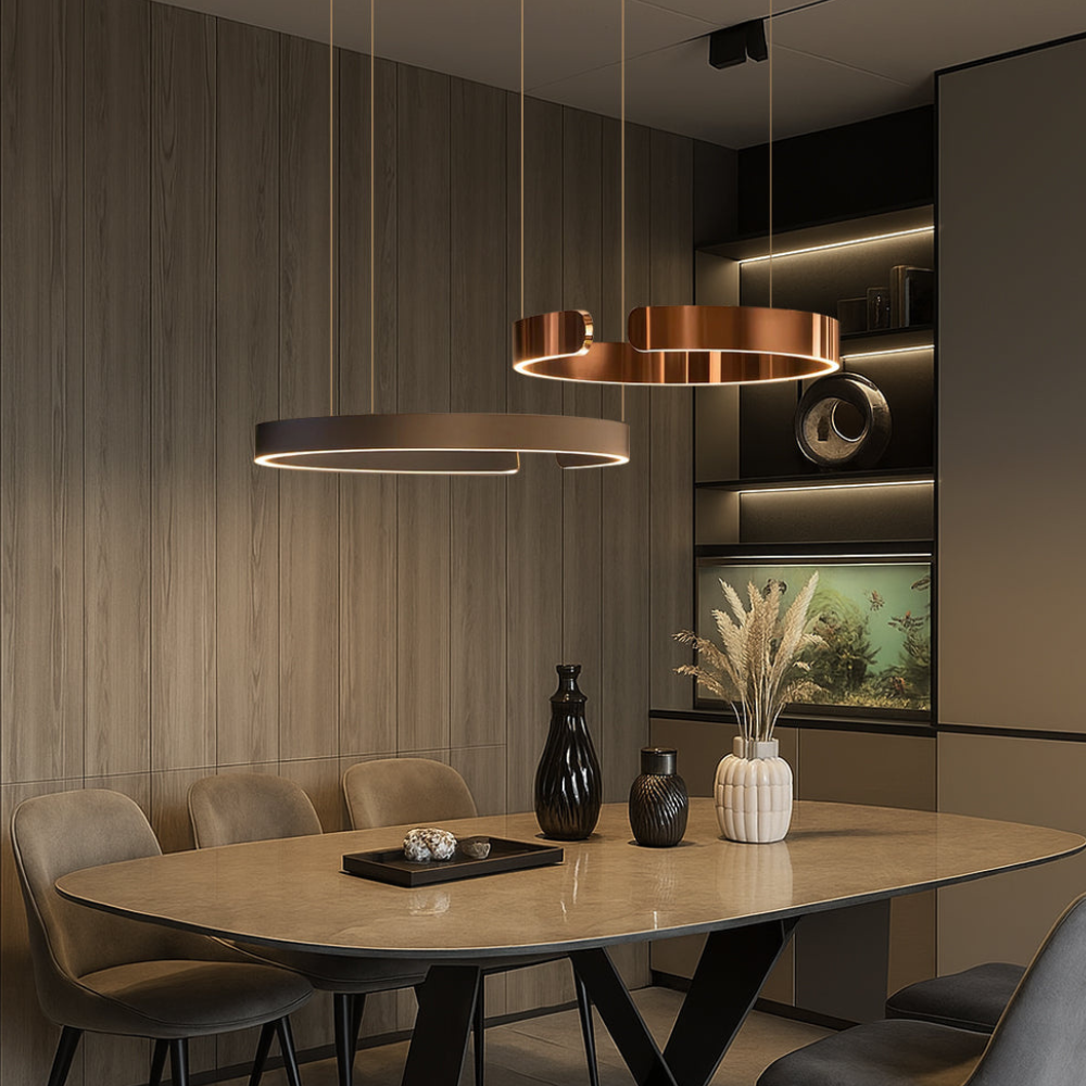 LED Ceiling Fixture with Adjustable Cable - Contemporary Ring Design