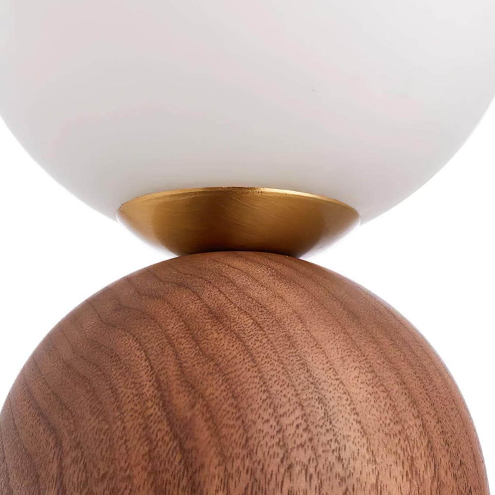 Glass Globe Table Lamp with Wood Base - Mid Century Modern Style