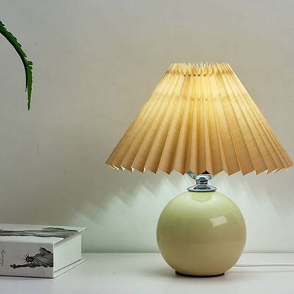 Modern Ceramic Ball Table Lamp with Pleated Mushroom Shade