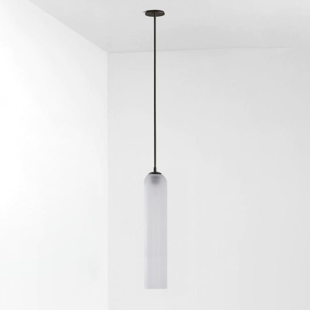 Cylinder Glass Pendant Light with Metal Downrod - Modern Art Deco