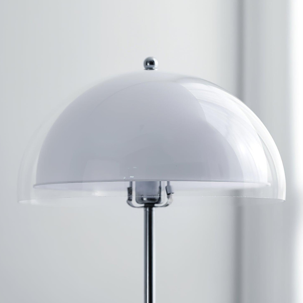 Floor Lamp with Double Layer Acrylic Dome Shade and Chrome Metal Post