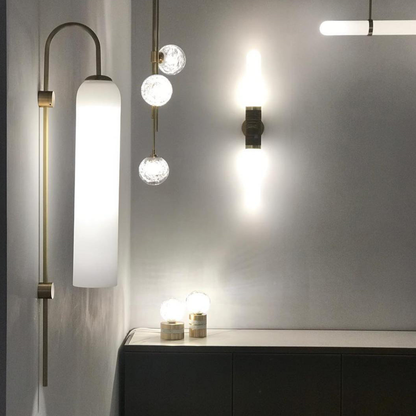 Modern Capsule Glass Wall Sconce - Elongated Gooseneck Pill Light