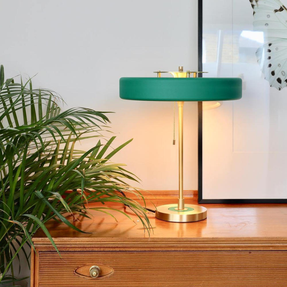 Spun Metal Table Lamp with Pull Chain and Acrylic Diffuser - Industrial