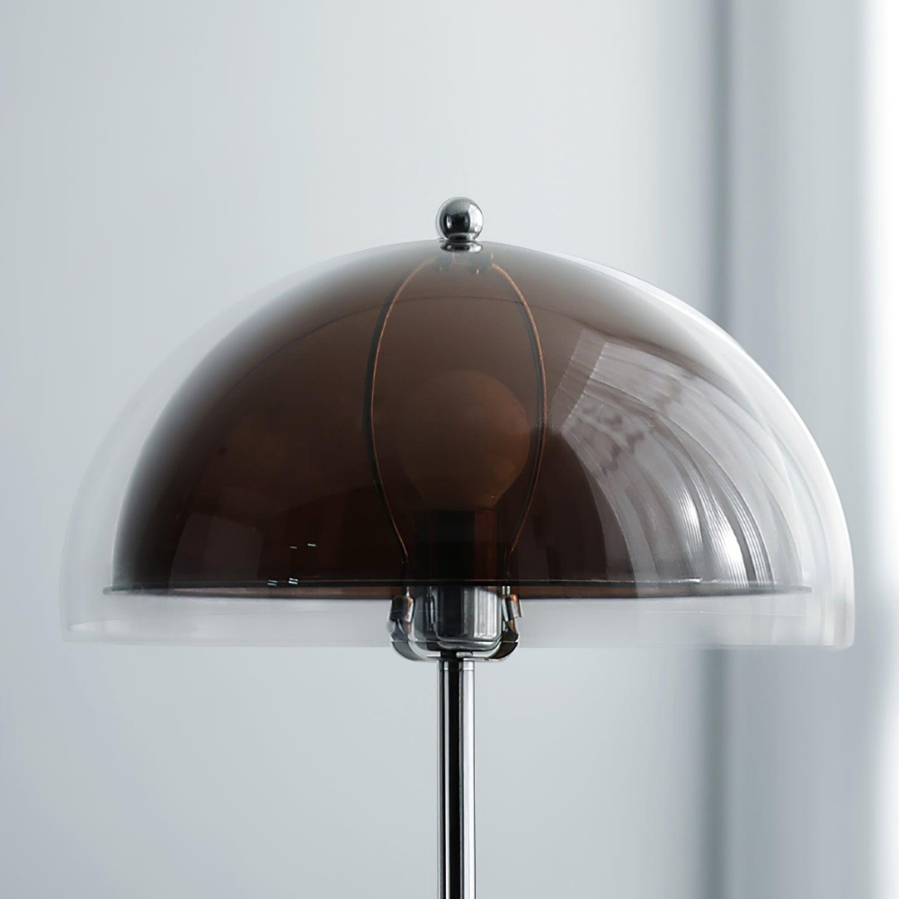 Floor Lamp with Double Layer Acrylic Dome Shade and Chrome Metal Post