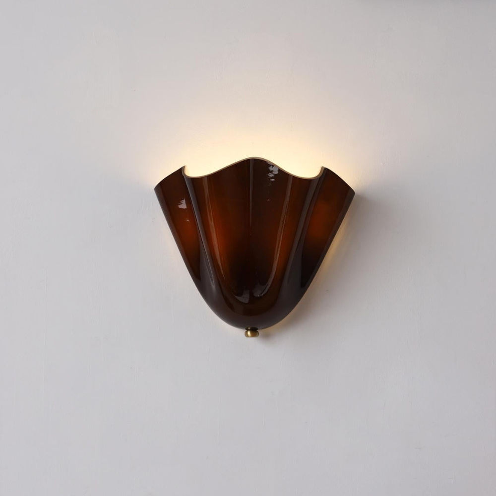 Modern Ruffled Glass Wall Sconce - Organic Blooming Flower Wall Lamp