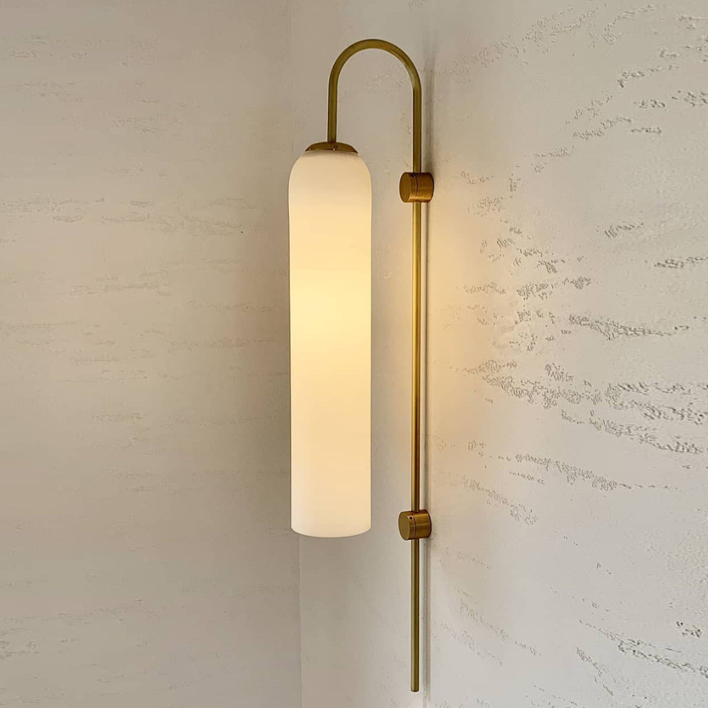 Modern Capsule Glass Wall Sconce - Elongated Gooseneck Pill Light