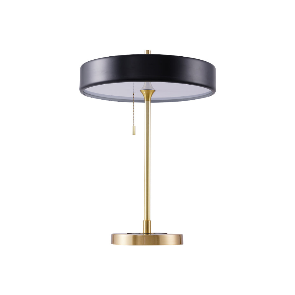 Spun Metal Table Lamp with Pull Chain and Acrylic Diffuser - Industrial