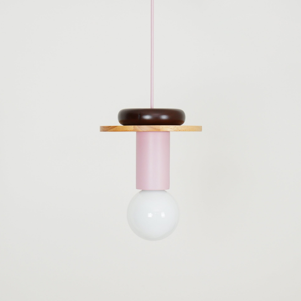 Nordic Geometric Wood Pendant Light - Modern Hand-Turned Orbital Hanging Lamp