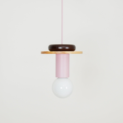 Nordic Geometric Wood Pendant Light - Modern Hand-Turned Orbital Hanging Lamp