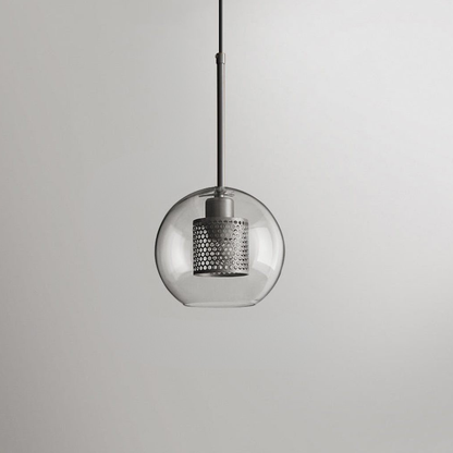 Modern Perforated Metal Glass Pendant - Industrial Layered Mesh Hanging Lamp
