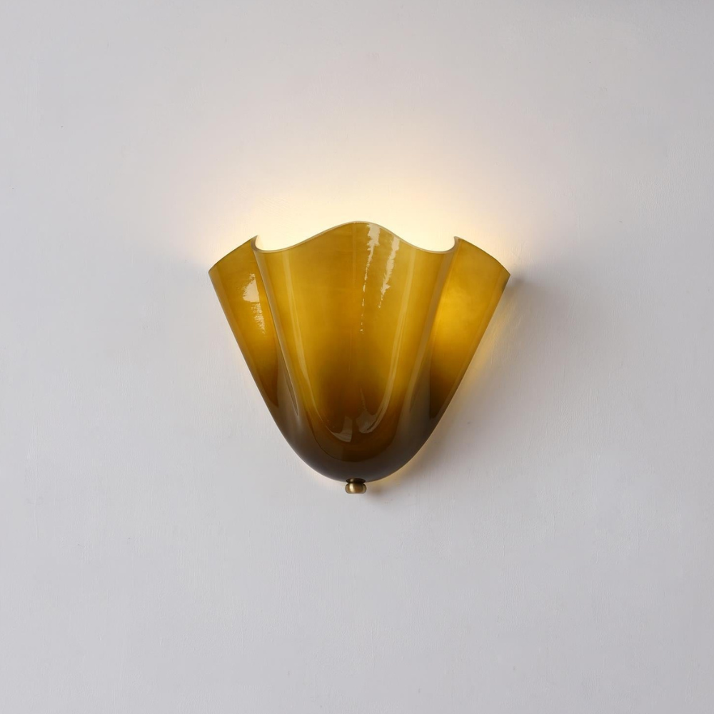 Modern Ruffled Glass Wall Sconce - Organic Blooming Flower Wall Lamp