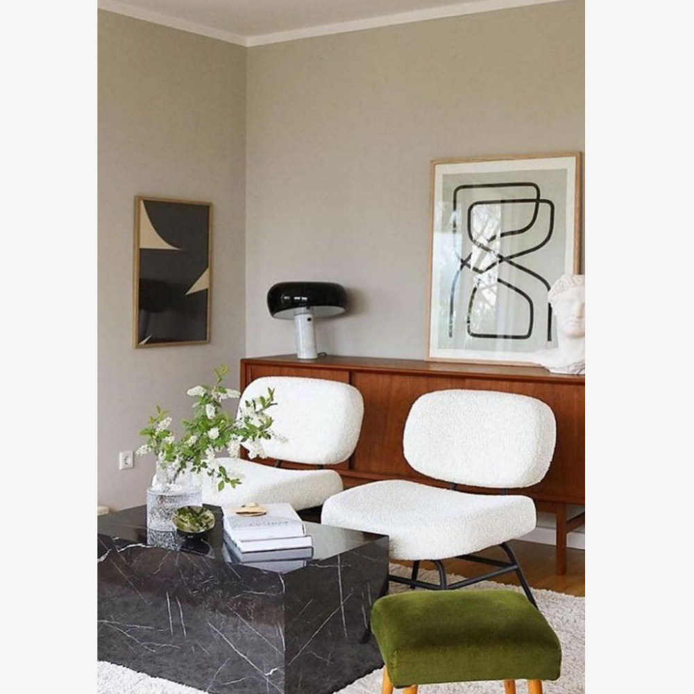 Architectural Marble Base Accent Lamp - Minimalist Glossy Stone Pedestal Light