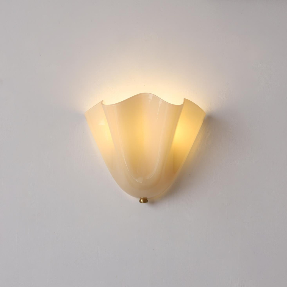 Modern Ruffled Glass Wall Sconce - Organic Blooming Flower Wall Lamp