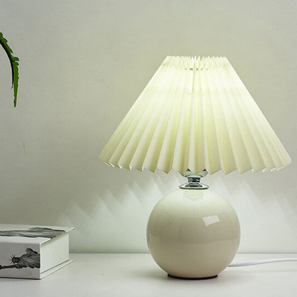 Modern Ceramic Ball Table Lamp with Pleated Mushroom Shade