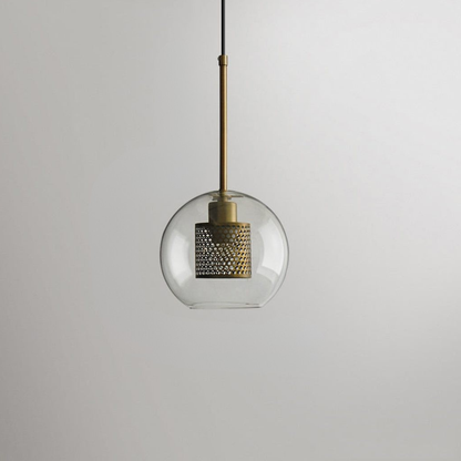 Modern Perforated Metal Glass Pendant - Industrial Layered Mesh Hanging Lamp