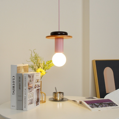 Nordic Geometric Wood Pendant Light - Modern Hand-Turned Orbital Hanging Lamp