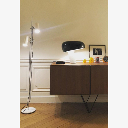 Architectural Marble Base Accent Lamp - Minimalist Glossy Stone Pedestal Light