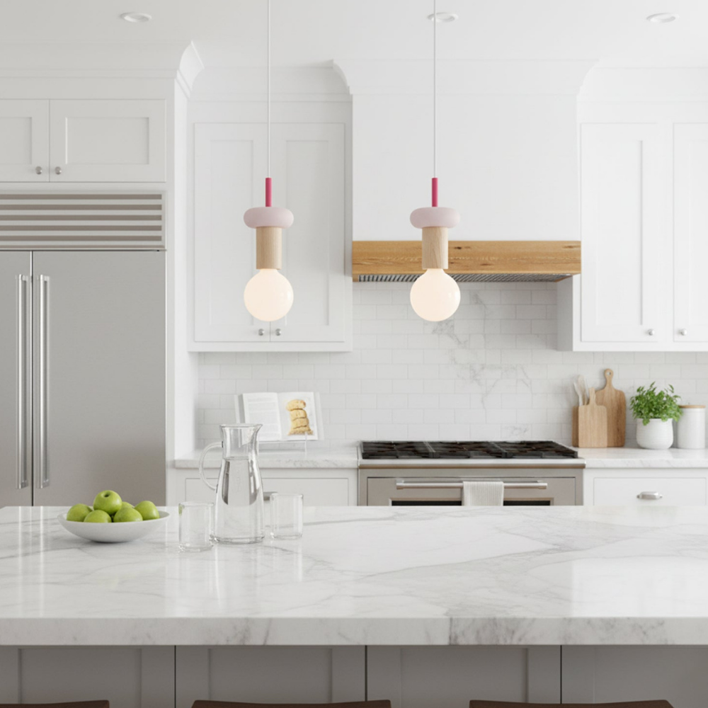 Nordic Geometric Wood Pendant Light - Modern Hand-Turned Orbital Hanging Lamp