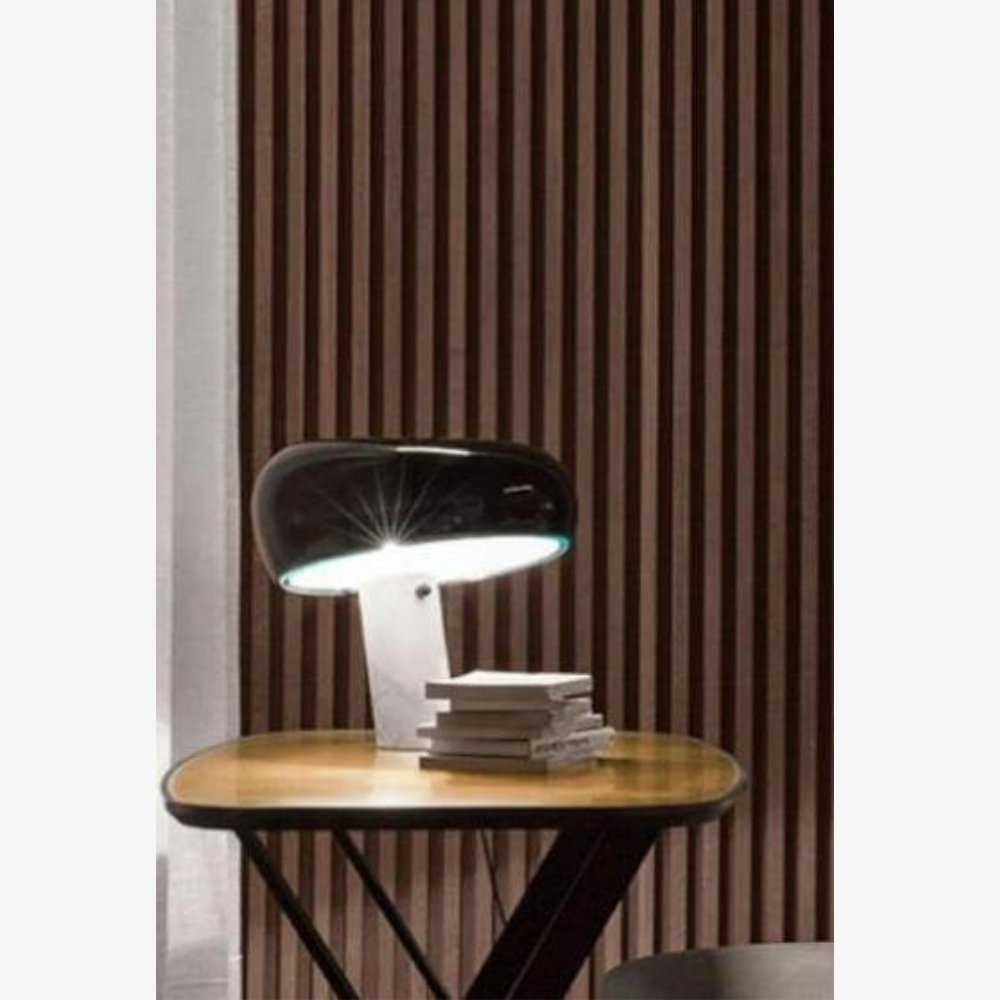 Architectural Marble Base Accent Lamp - Minimalist Glossy Stone Pedestal Light