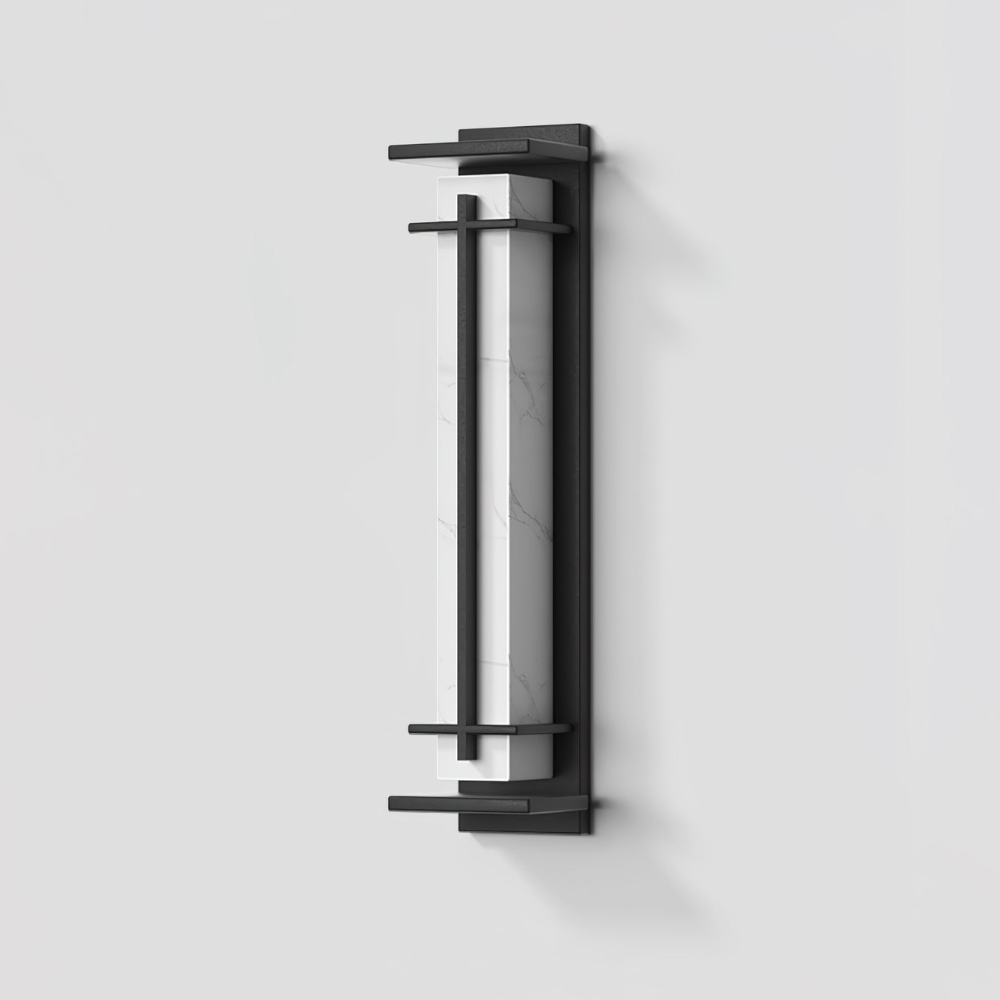 Outdoor LED Porch Lights with Faux Alabaster Column - Modern Mission
