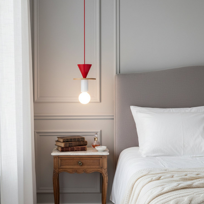 Nordic Geometric Wood Pendant Light - Modern Hand-Turned Orbital Hanging Lamp