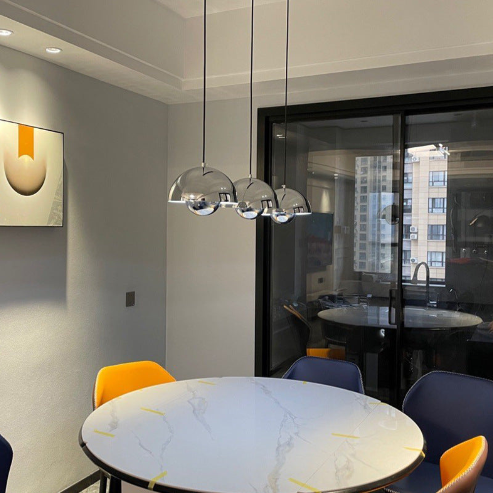 Pendant Light with Nested Dome Metal Shades - Mid Century Modern Retro