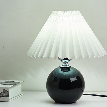 Modern Ceramic Ball Table Lamp with Pleated Mushroom Shade