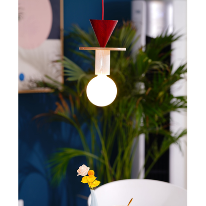 Nordic Geometric Wood Pendant Light - Modern Hand-Turned Orbital Hanging Lamp
