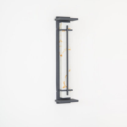 Outdoor LED Porch Lights with Faux Alabaster Column - Modern Mission