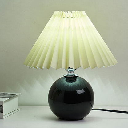 Modern Ceramic Ball Table Lamp with Pleated Mushroom Shade