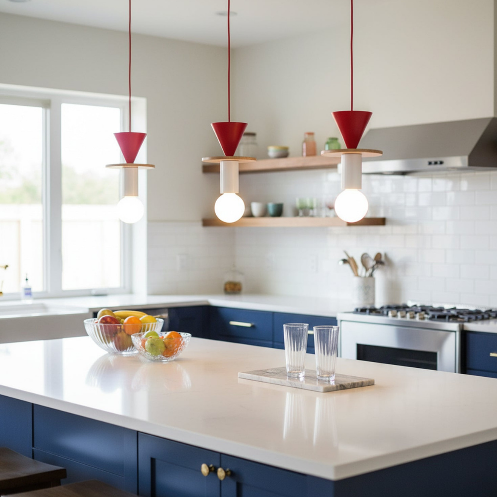 Nordic Geometric Wood Pendant Light - Modern Hand-Turned Orbital Hanging Lamp