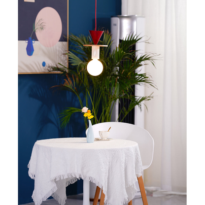 Nordic Geometric Wood Pendant Light - Modern Hand-Turned Orbital Hanging Lamp