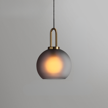 Globe and Capsule Glass Pendant Light with Brass Arch - Modern Style