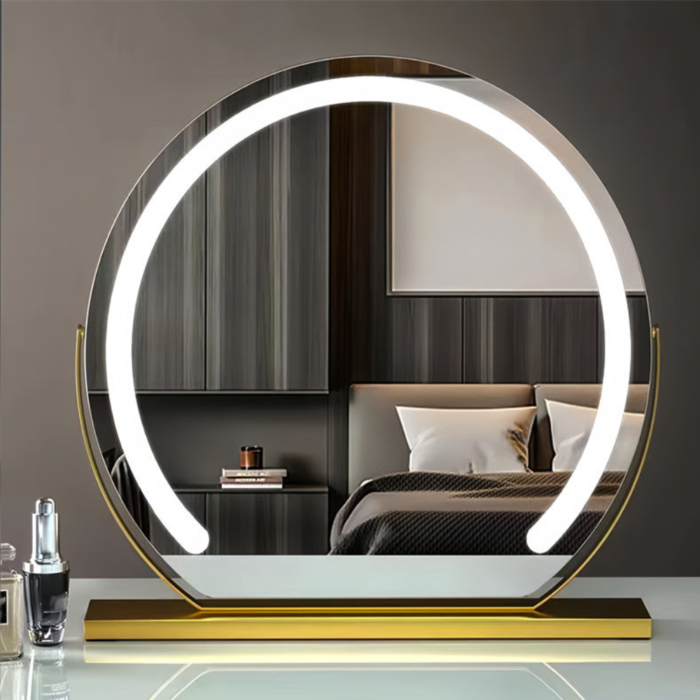 Smart Touch Lighted Makeup Mirror with Weighted Base - 360° Rotating Decor