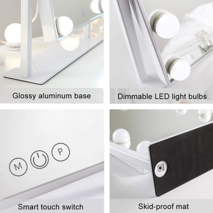 Hollywood style vanity mirror with 9 LED Bulbs and Metal Frame - Modern