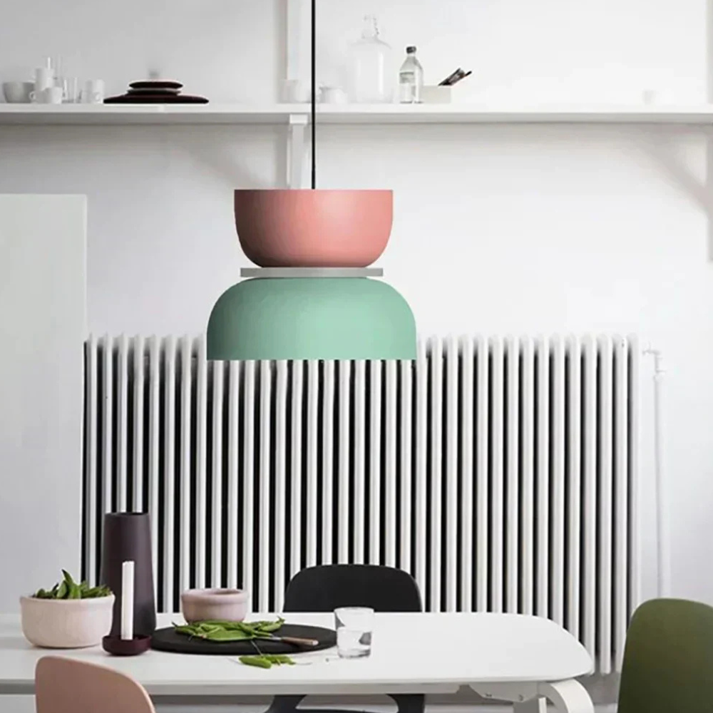 Stacked Bowl Hanging Lamp with Matte Finish - Nordic Geometric Style