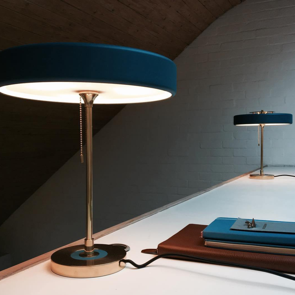 Spun Metal Table Lamp with Pull Chain and Acrylic Diffuser - Industrial