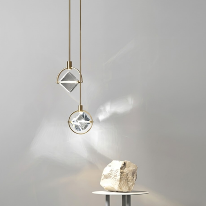 Faceted Crystal Prism Pendant Light - Modern Art Deco Orbital Hanging Lamp