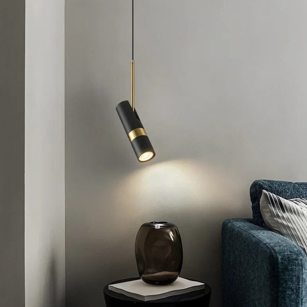 Adjustable Directional Hanging Lamp with Metallic Band - Modern Minimalist