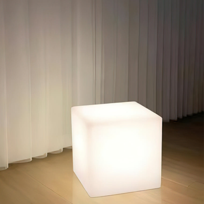 LED Cube Side Table and Glowing Accent Light - Modern Geometric