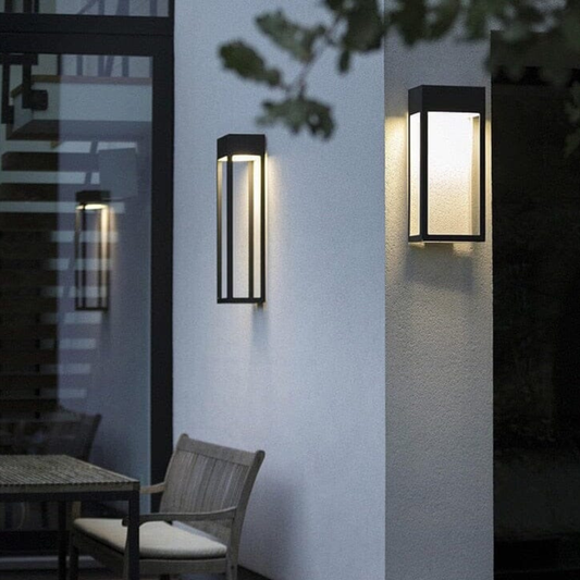 Modern Geometric Outdoor Wall Sconce - LED Linear Rectangular Lantern