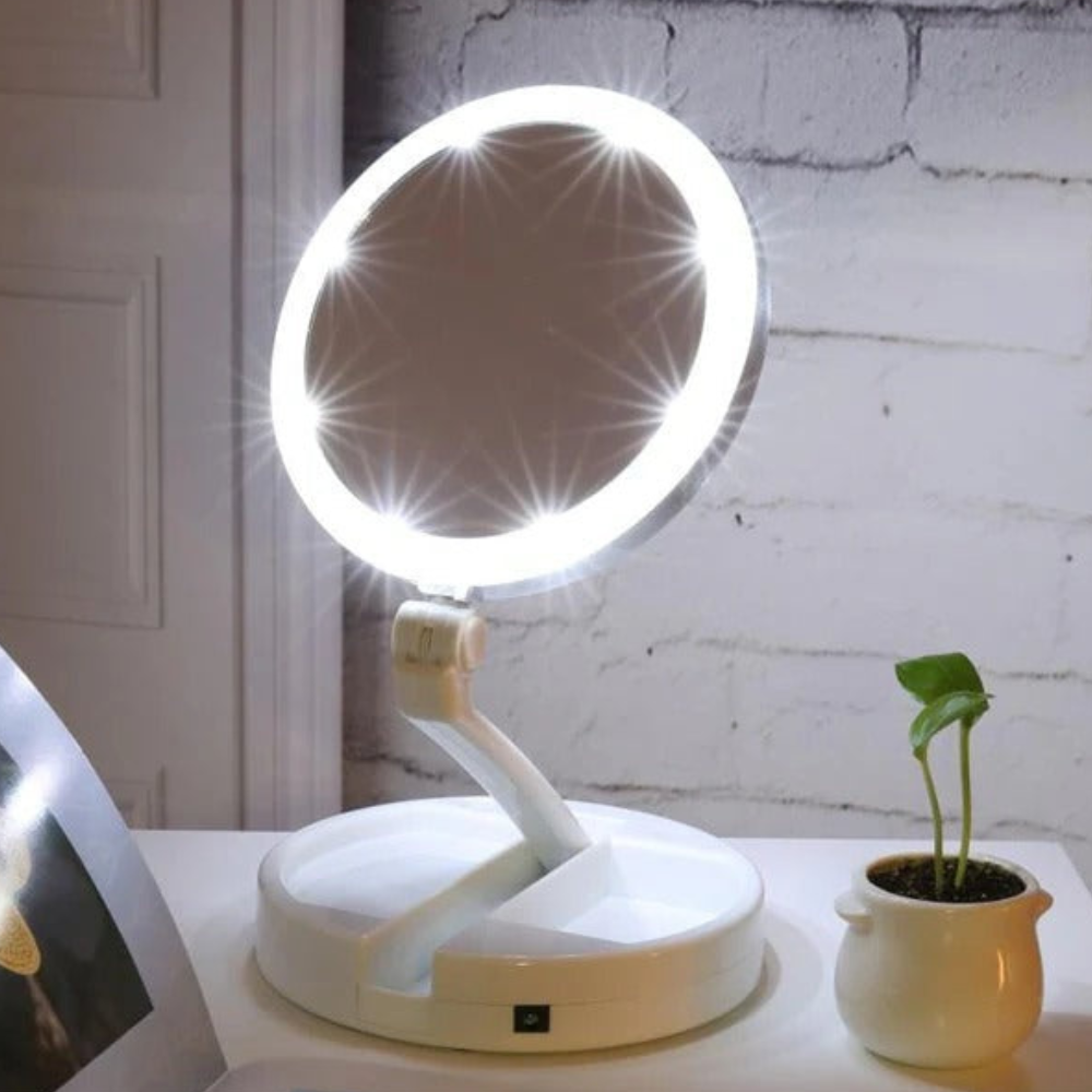 Led makeup mirror with Circular Halo Radiance - Modern Minimalist