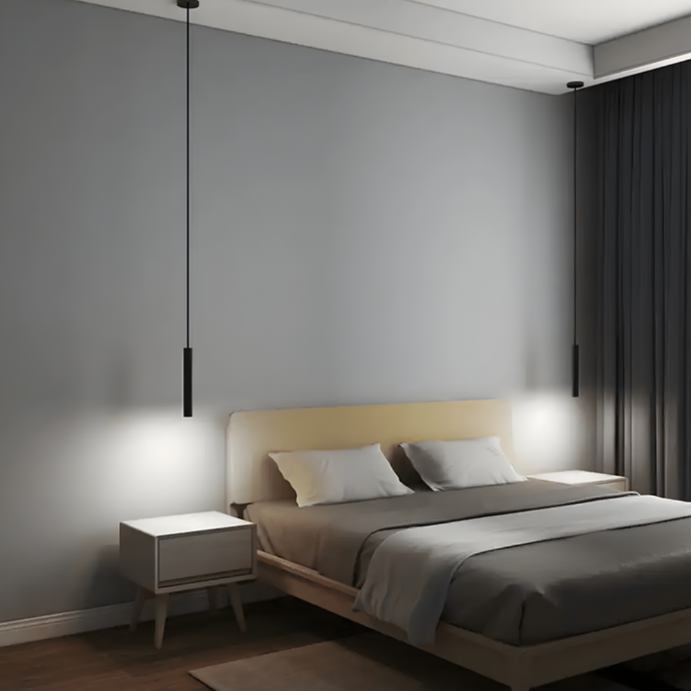 Minimalist LED Cylinder Pendant Light - Slim Vertical Tube Hanging Lamp