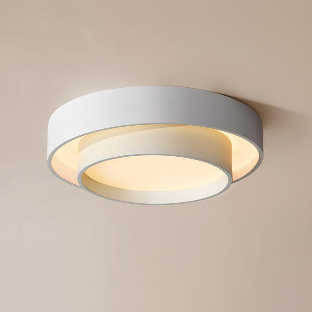 Concentric Ring Ceiling Light with Tiered Shade - Modern Flush Mount