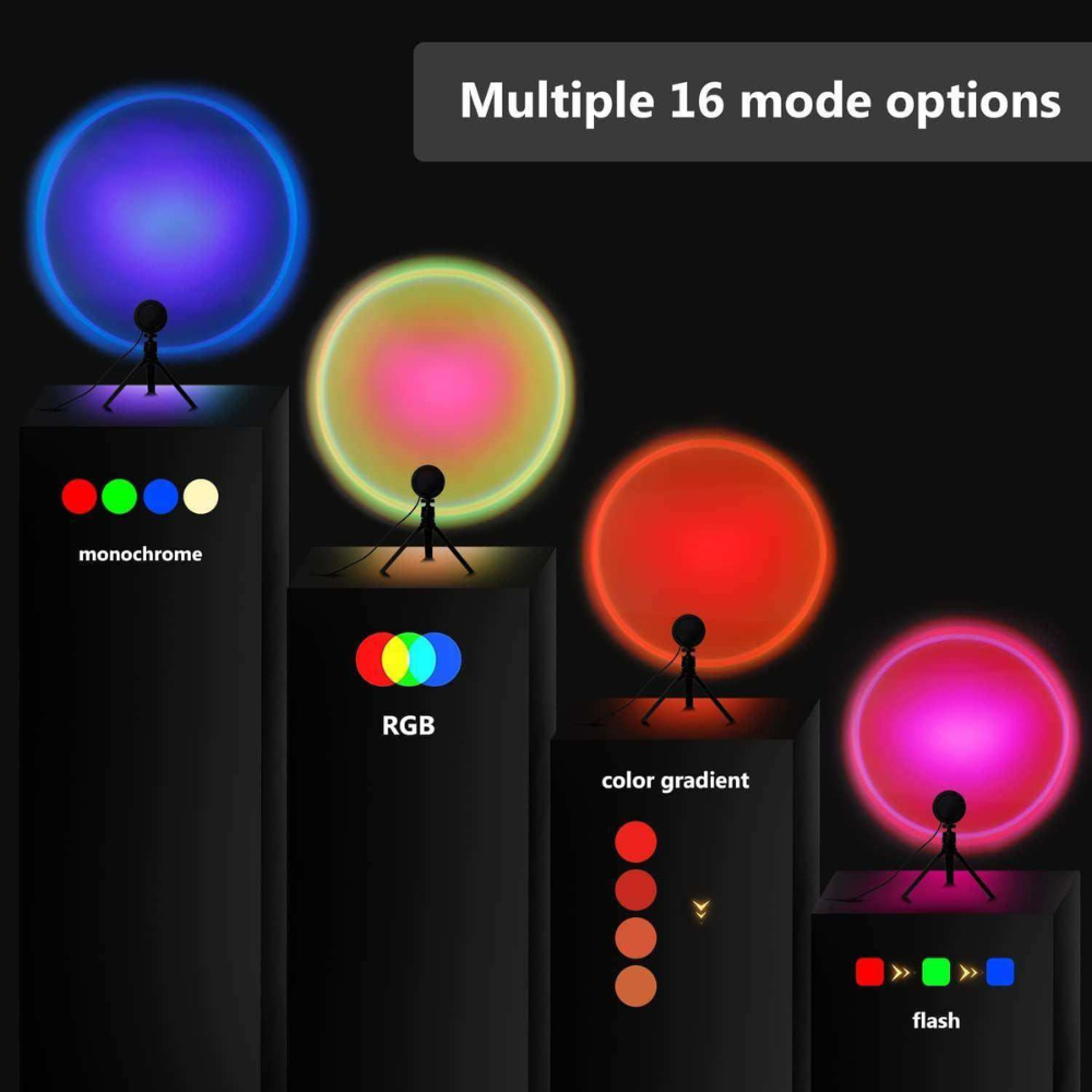 LED Sunset Light Projector with Remote - 16 Color Changing Ambient