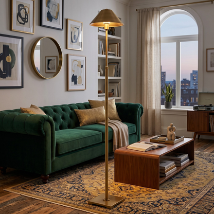 Adjustable floor lamp with Metal Slope Shade and Knurled Detailing - Architectural