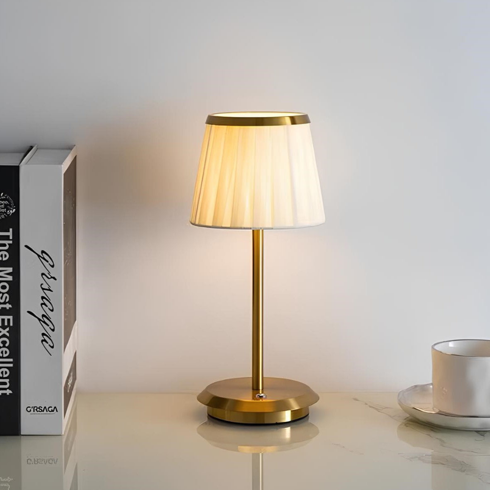 Rechargeable Desk Lamp with Iron Base - Portable Art Deco Style